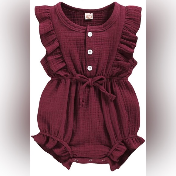 Baby Bodysuit Ruffle Jumpsuit with Hat plus short romper 3 piece set 3-6 months - Picture 7 of 13